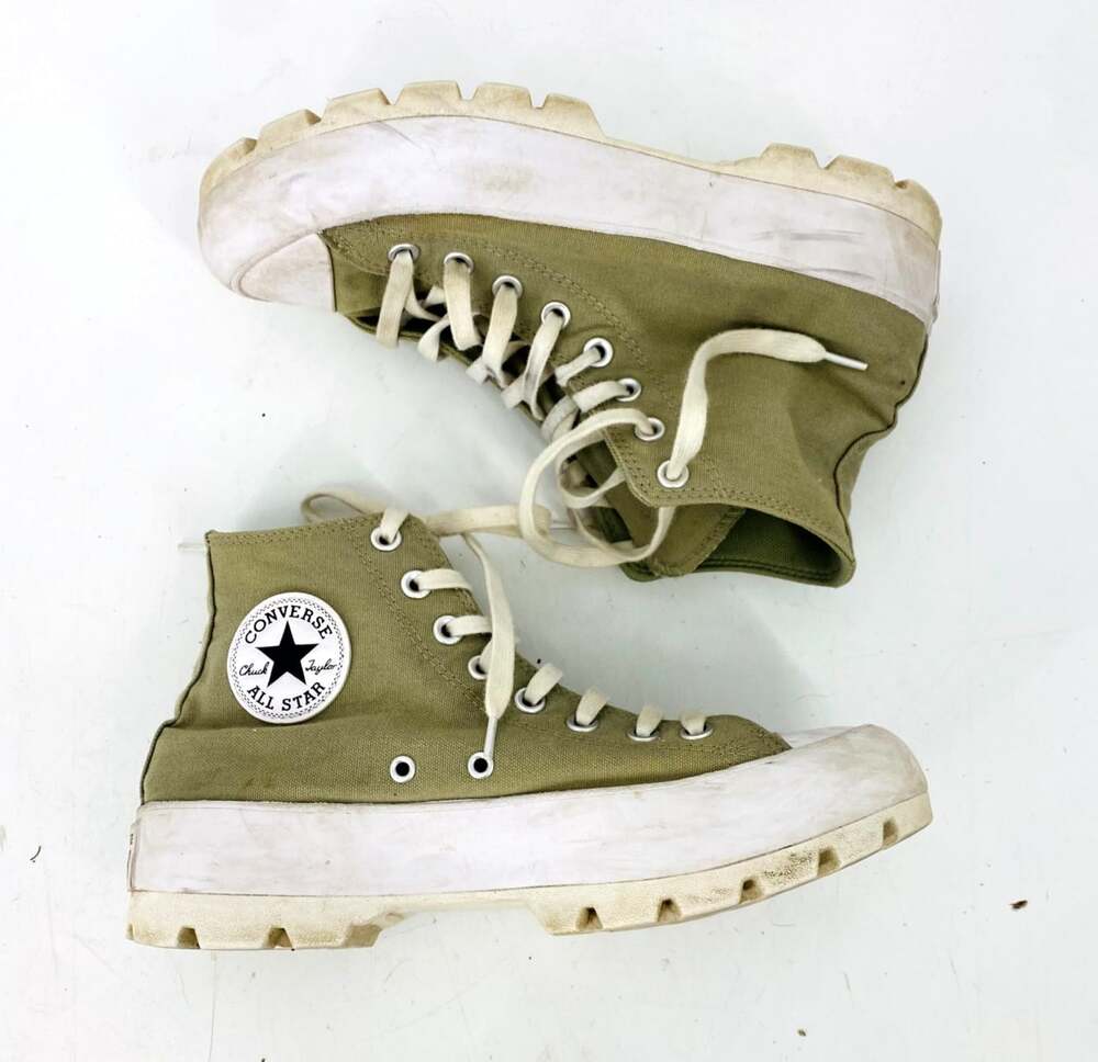 Converse Women's Sage Green High Top Lug Sole Platform Canvas Shoes 9 Surplus